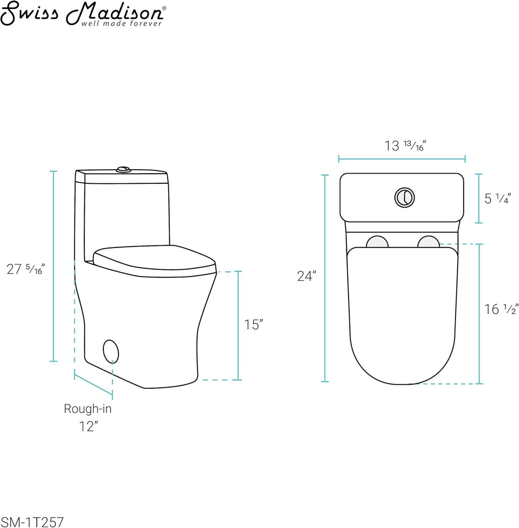Sublime II One-Piece 12' Rough-in 1.1/1.6 GPF Dual Top Flush Round Compact Toilet in Glossy White