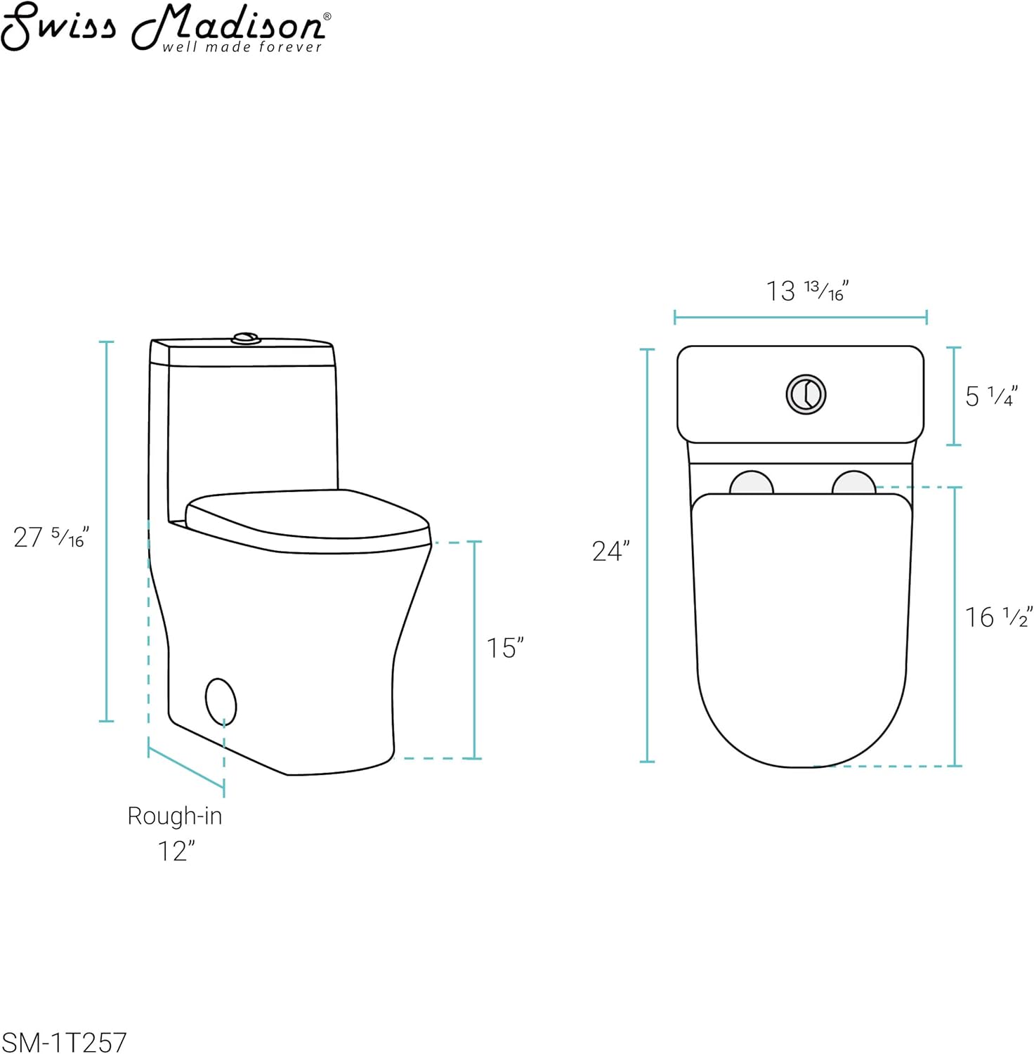 Sublime II One-Piece 12' Rough-in 1.1/1.6 GPF Dual Top Flush Round Compact Toilet in Glossy White