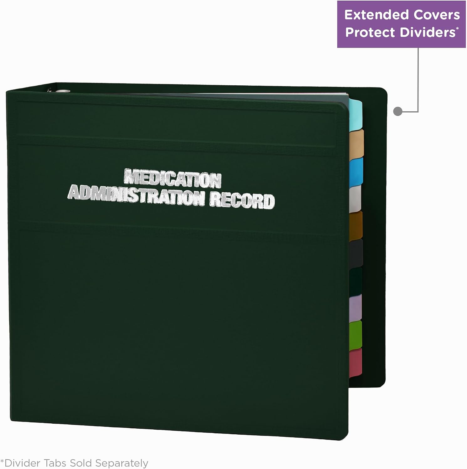 Carstens 4-Inch Heavy Duty Round Ring Binder for Medication Administration Records – Side Opening Forest Green, Case of 10, Durable Plastic No Pockets, Holds 600 Letter Sheets, Made in USA (1881-3RCS)
