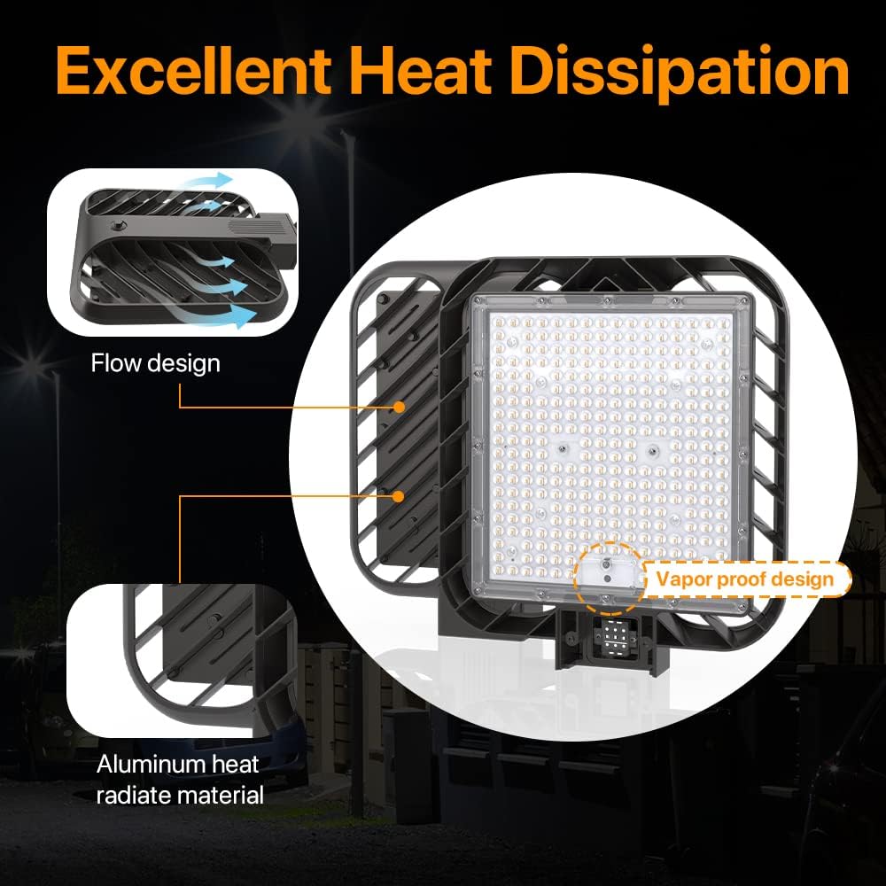 400W LED Parking Lot Light with Slip Fit Mount 60,000LM (150LM/W) Dusk to Dawn Outdoor Photocell IP65 Shoebox Pole Light 5000K 100-277V Commercial Street Area Lighting for Roadways, Stadiums