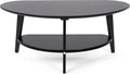 NAVREX Mid Century Modern Coffee Table, Oval Coffee Tables with Storage for Living Room, 2 Tier Solid Wood Center Table, Black Coffe Tables, Value Lies in Material, Easy Assembly, 40.2'*22'