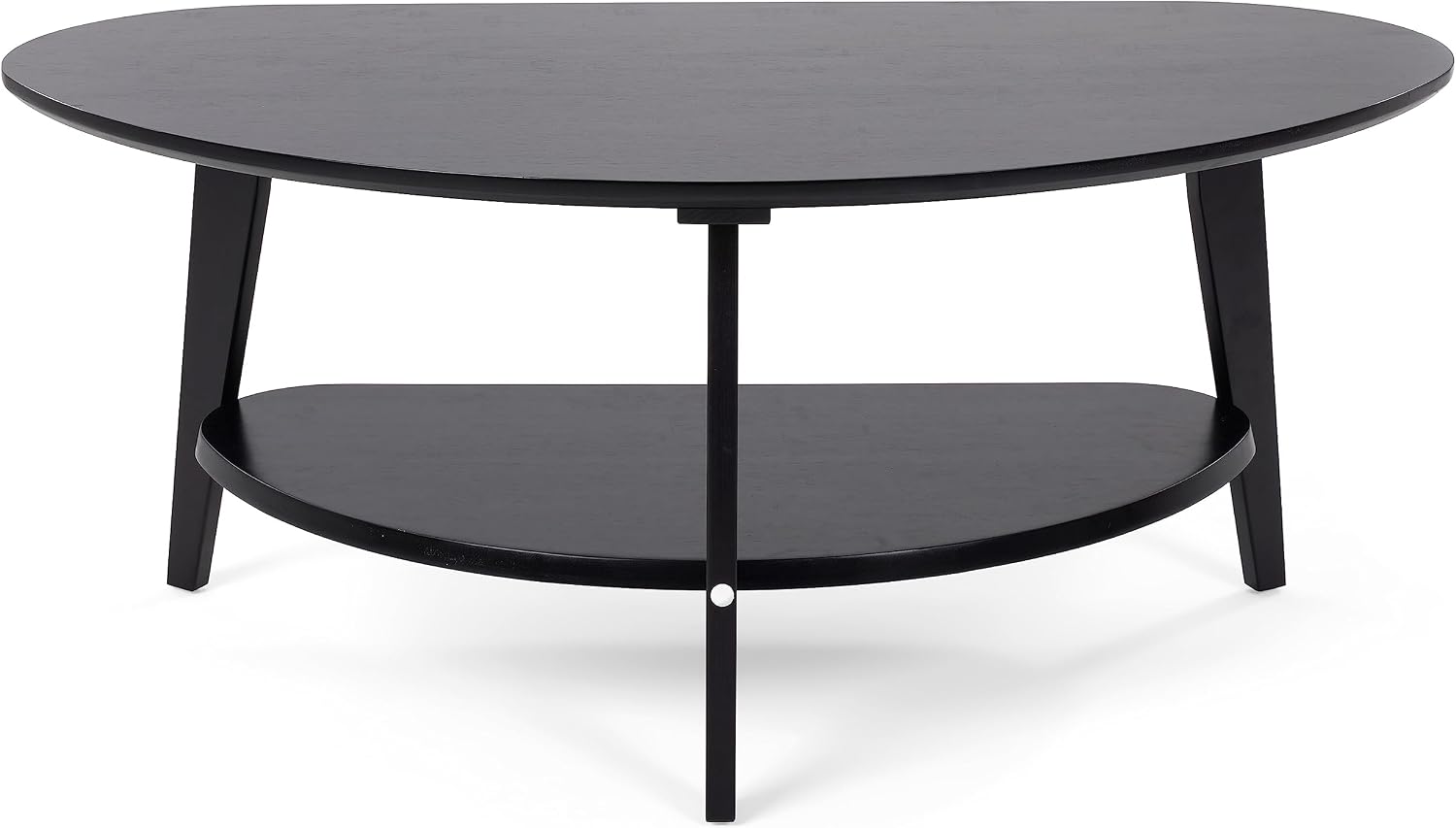 NAVREX Mid Century Modern Coffee Table, Oval Coffee Tables with Storage for Living Room, 2 Tier Solid Wood Center Table, Black Coffe Tables, Value Lies in Material, Easy Assembly, 40.2'*22'