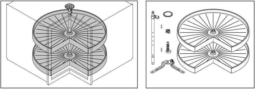 Vath-Sagel Pie Cut Shaped Polymer 2 Shelf Lazy Susan for Corner Base Cabinet (24 INCH for 33' Corner Cabinet)