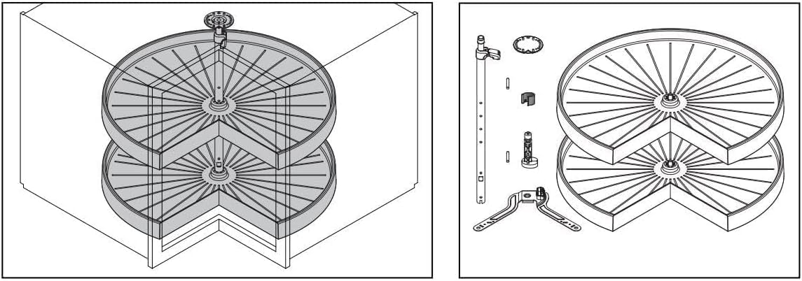 Vath-Sagel Pie Cut Shaped Polymer 2 Shelf Lazy Susan for Corner Base Cabinet (24 INCH for 33' Corner Cabinet)