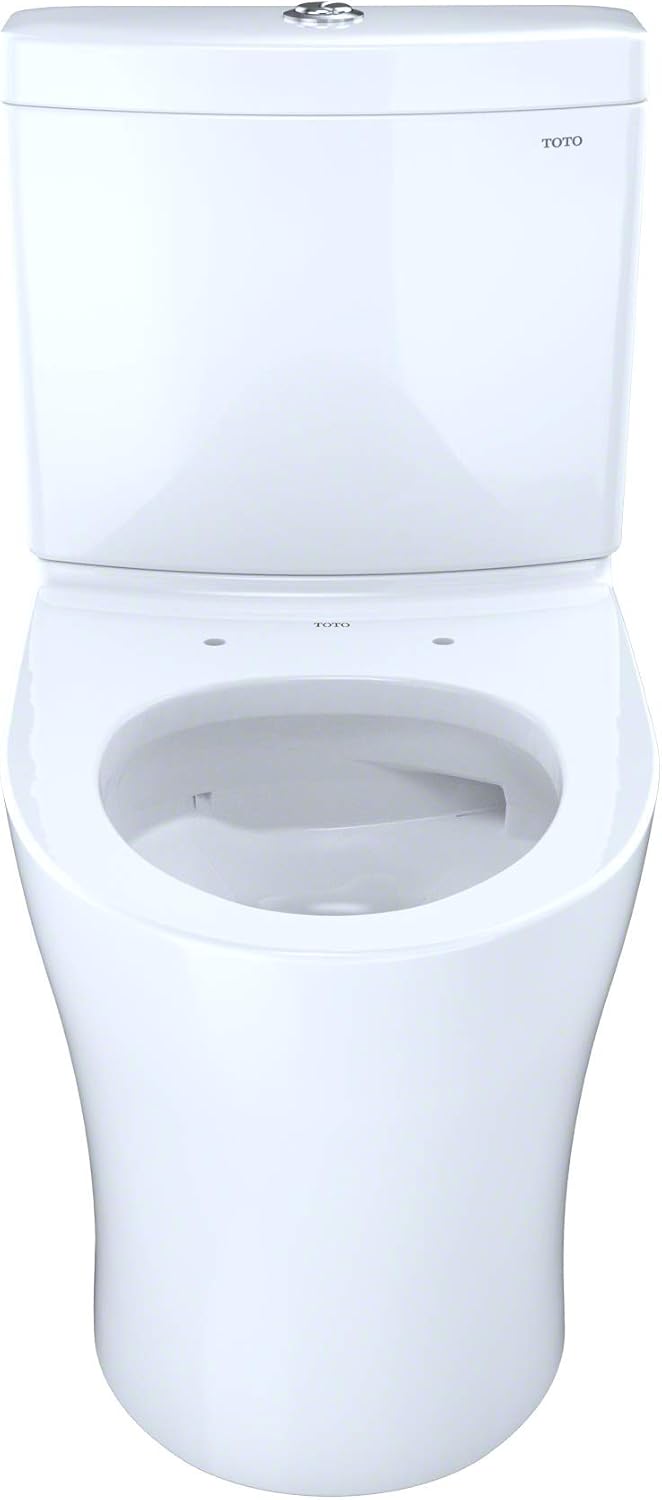 TOTO Aquia IV Two-Piece Elongated Dual Flush 1.28 and 0.9 GPF Skirted Toilet with CEFIONTECT, Cotton White - CST446CEMGN#01
