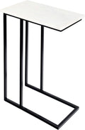 JONATHAN Y END4005A Caius 24.25' Designer Industrial Metal C-Shaped End Table and Side Couch Table with White Marble Top for Living Room, Bedroom, Office, Bathroom, Black