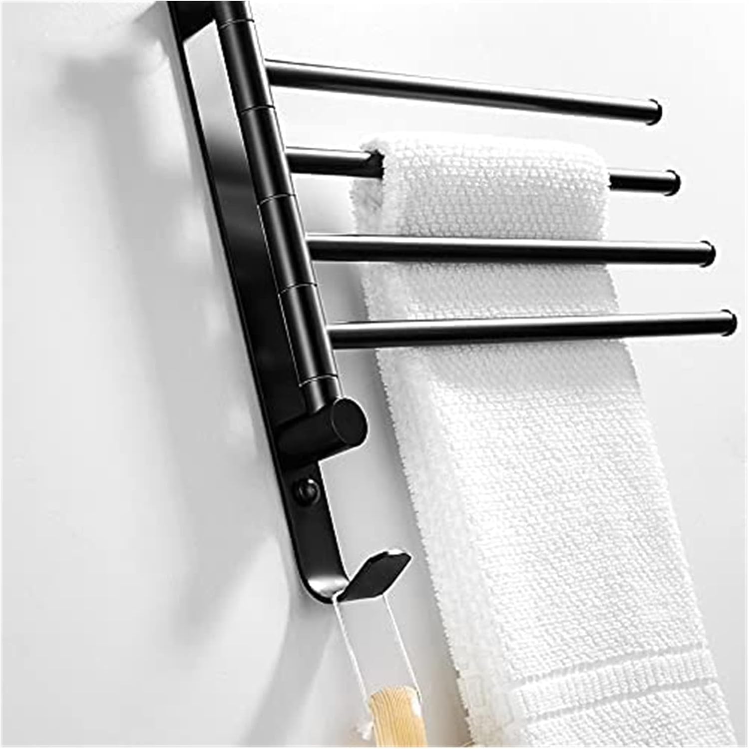 Towel Bar Towel Rail Towel Rack Towel Rail for Bathroom, Rotating Hand Towel Holder, Bath Rail Hanger Towel Holder, 4 Swivel Bars Wall Mounted Towel Holder Towel Bar Rail for Kitchen Bathroom/30Cm