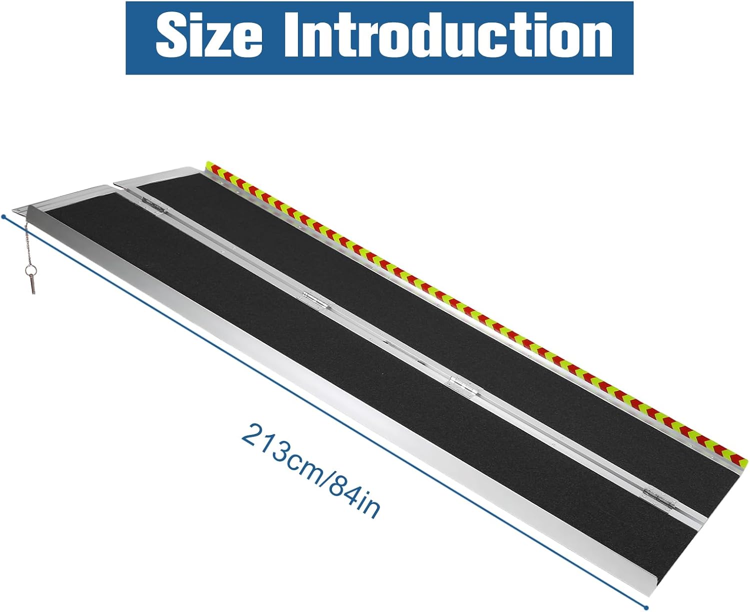 7FT Portable Wheelchair Ramp, Heavy Duty Aluminum Folding Ramp for Wheelchairs & Scooters, Non-Slip Threshold Ramp for Home Steps, Doors & Vehicles