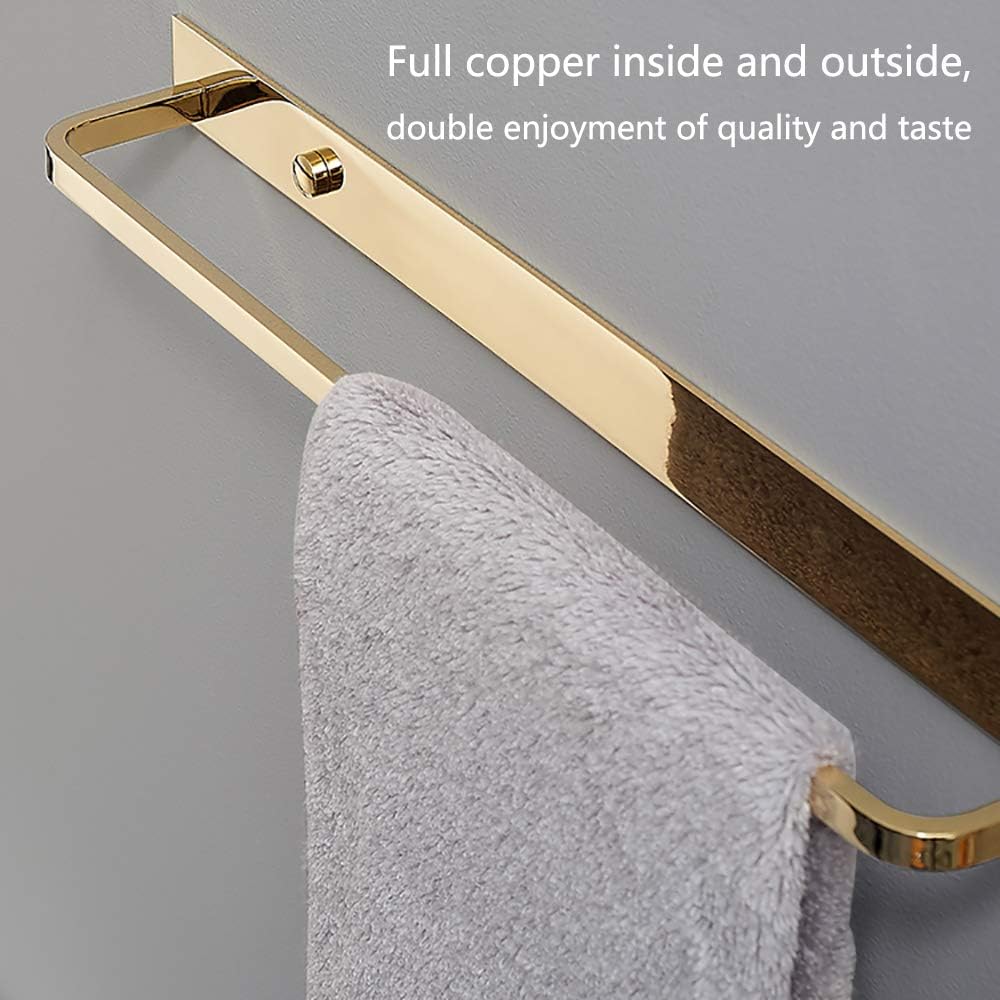 Towel Bar Rail with 2 Hooks Heavy Duty Brass Bathroom Rack Wall Mounted Holder Double Rod Storage for Kitchen Toilet,Black Gold