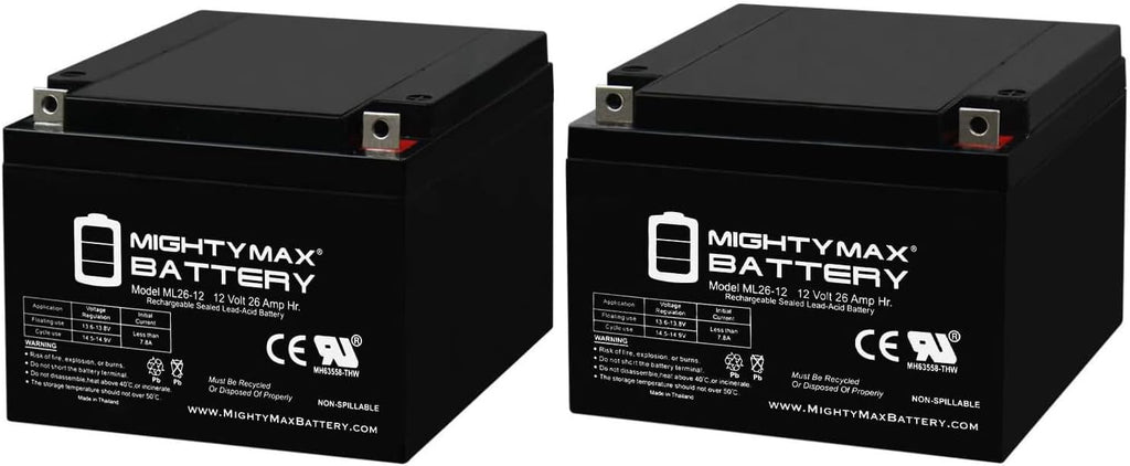 Mighty Max Battery 12V 26AH Replacement Battery for Tzora Titan Scooter - 2 Pack