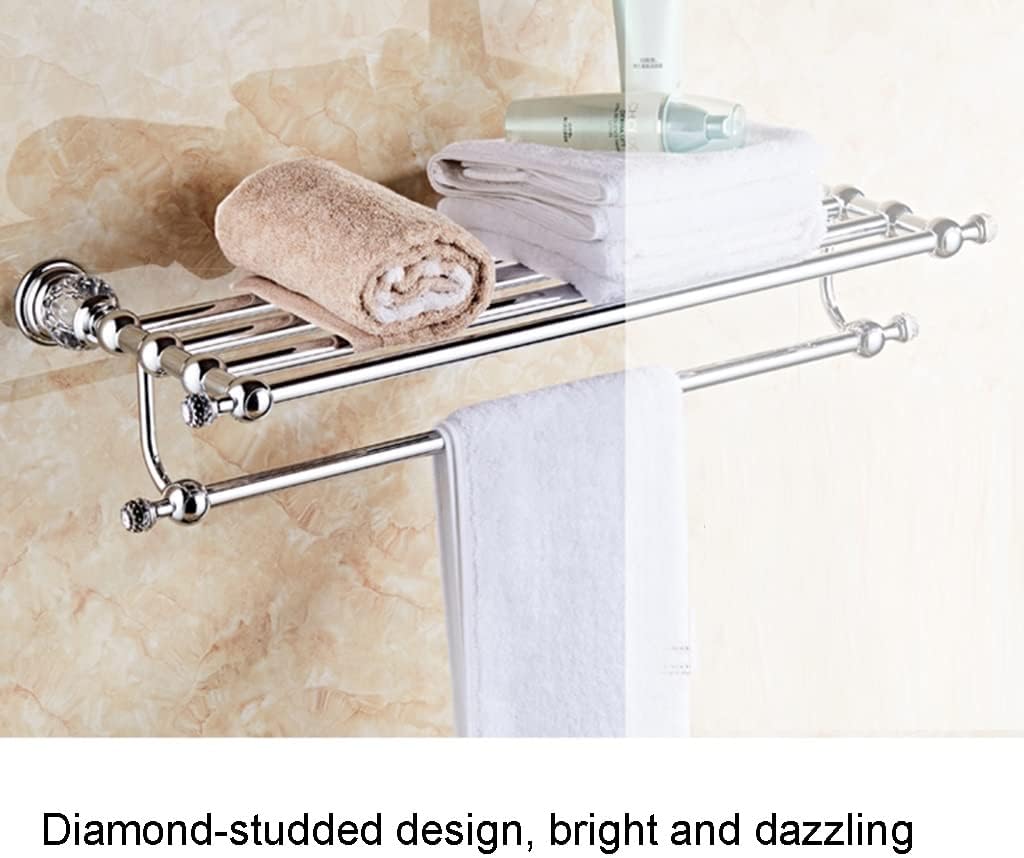 Bath Towel Bars Luxury Towel Rack, Wall Mounted Bathroom Accessories, Crystal Solid Brass Bath Hardware Chrome Towel Holder Towel Holder