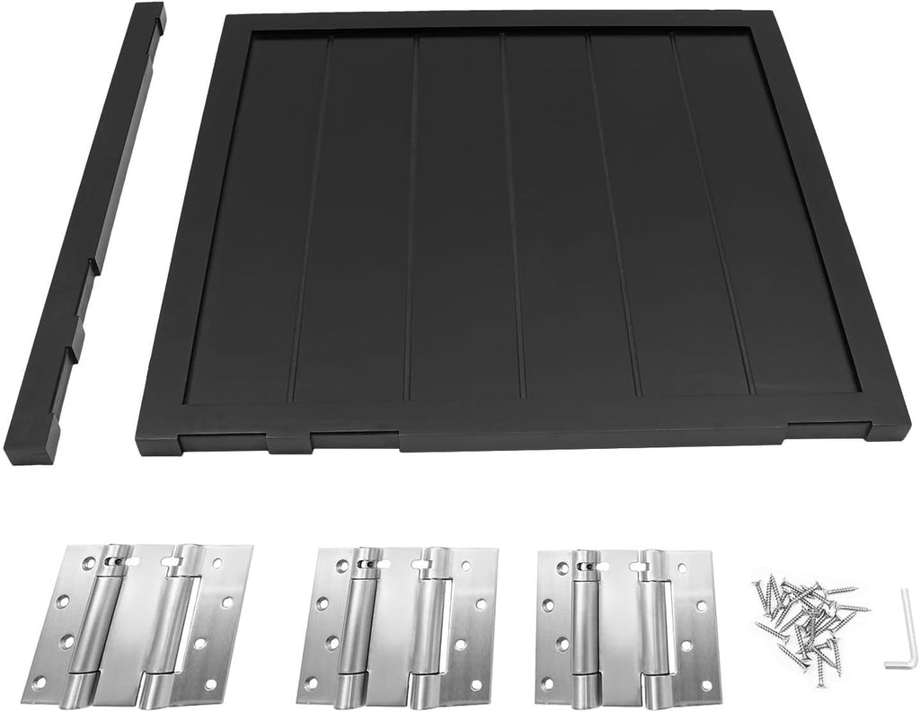 Swinging Doors, Solid Wood Saloon Half Door, Interior Cafe Door for Hallway Kitchen Bar Pub Entrance Partition, Single Dutch Doors with 3 Spring Hinges(Black,35.4x35.4in)