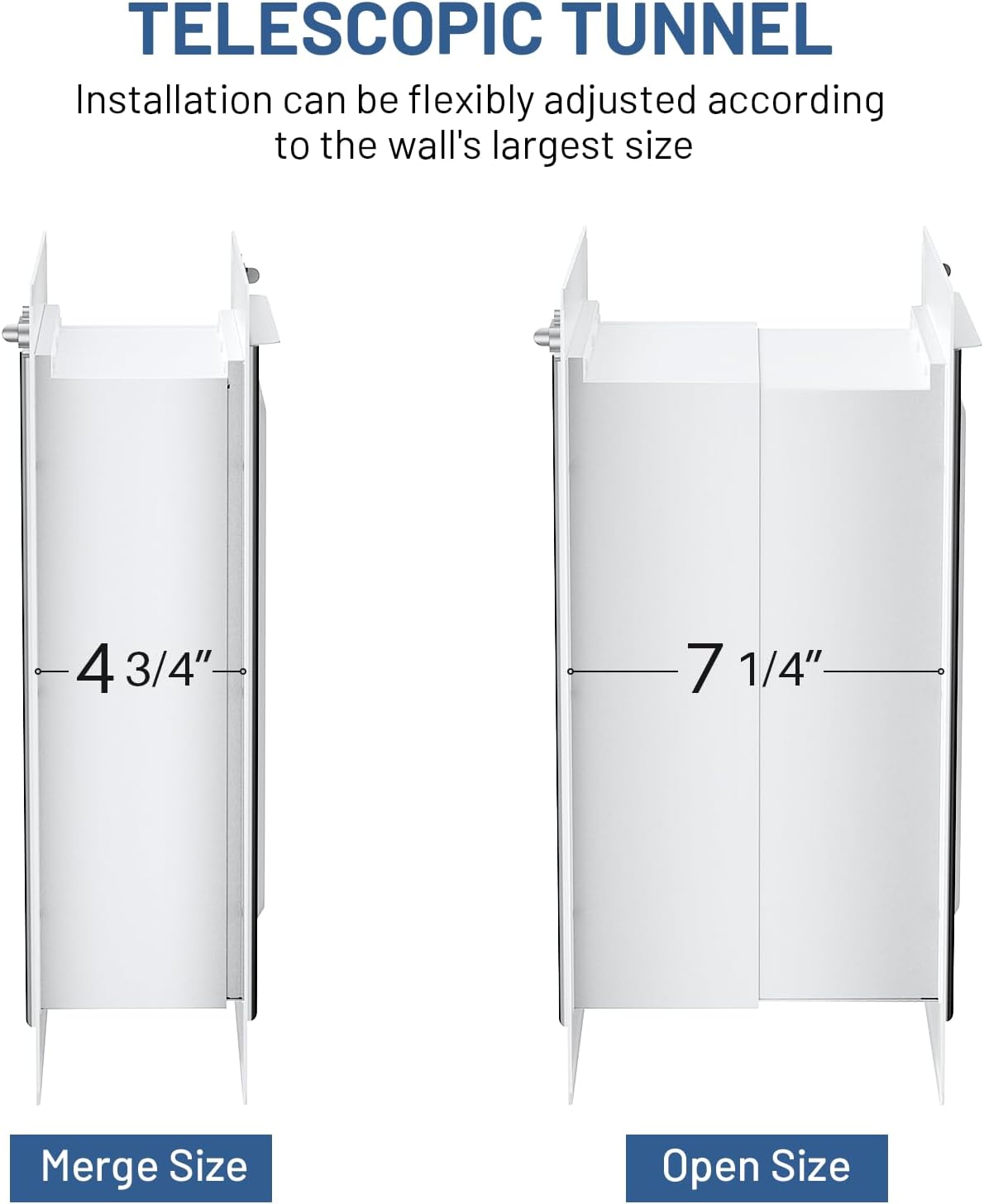 Pet Door for Wall with Secure Aluminum Lock, Steel Frame and Telescoping Tunnel, Double Silicone Flaps Dog Doggy Door and Cat Door Suitable for All Pets, Strong & Durable (Pets Up to 100 Lb) -Large