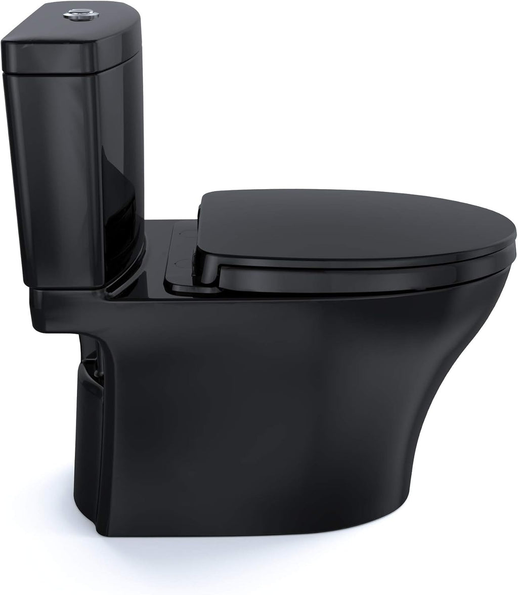 TOTO® Aquia® IV Two-Piece Elongated Dual Flush 1.28 and 0.9 GPF Universal Height Toilet, WASHLET®+ Ready, Ebony - MS446124CEMFN#51