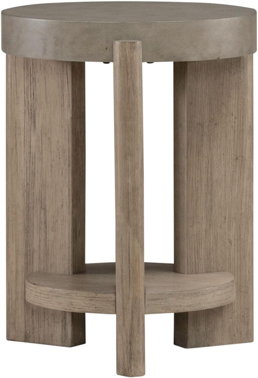 Liberty Furniture Affinity Chairside Table for Living Room - Dusty Taupe Faux Concrete Tops