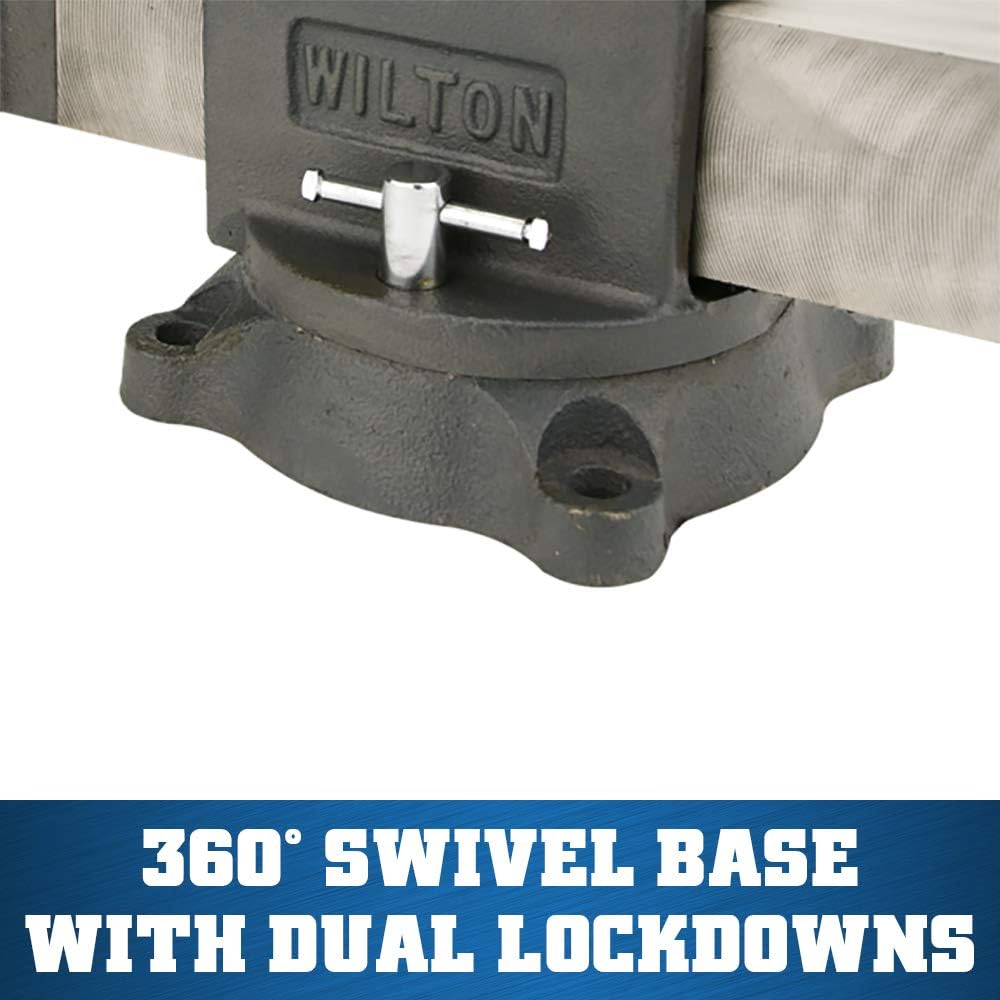 Wilton Shop Bench Vise, 6' Jaw Width, 6' Max Jaw Opening, 3-1/2' Throat (Model WS6), Gray