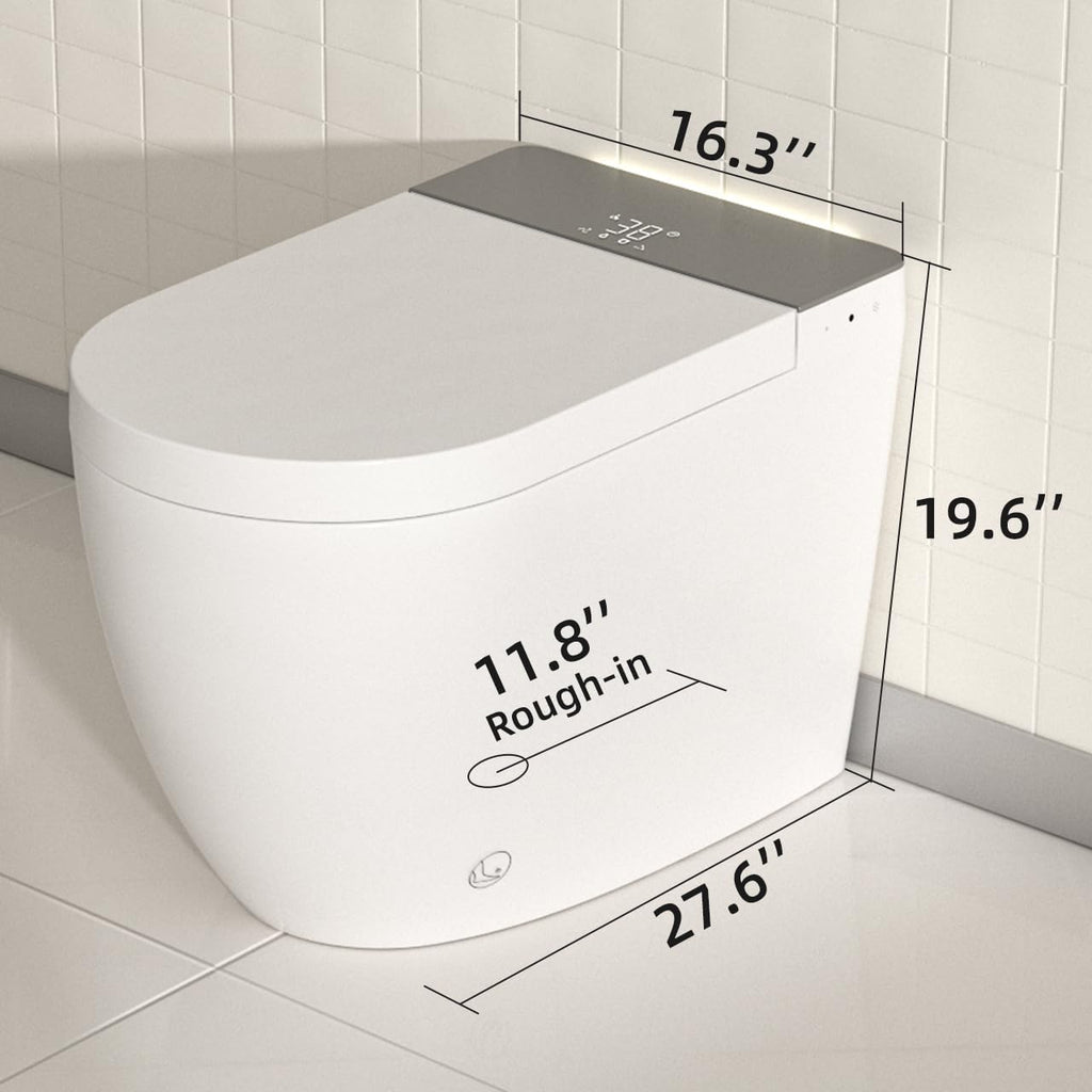 Anwick Smart Toilet with Bidet Built-In | Automatic Toilet Foot Sensor Flush | Elongated One Piece Toilet W/Foam Shield & Self-Cleaning | Bidet Toilet W/Heated Seat, Warm Water & Remote Control (1)