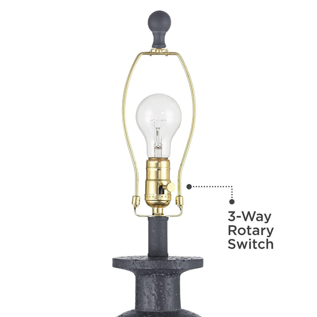 360 Lighting Glenwood 28' Tall Farmhouse Rustic Country Cottage 3-Way Table Lamps Set of 2 Charcoal Gray Living Room Bedroom Bedside Nightstand House Office Home Reading Kitchen Entryway White Shade