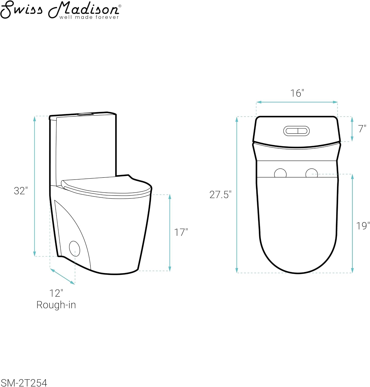 Swiss Madison St. Tropez Two-Piece Elongated Toilet Vortex™ Dual-Flush ADA Toilet 1.1/1.6 gpf