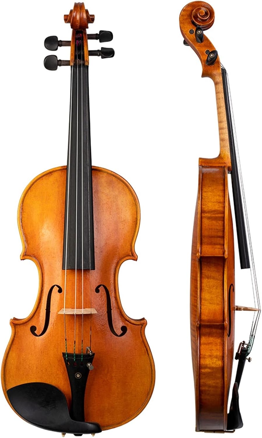 TSTS Beautiful Full Size Violin Fiddle Two Piece Back Flamed Wood Handmade Fiddle Musical Instrument Adults Violins