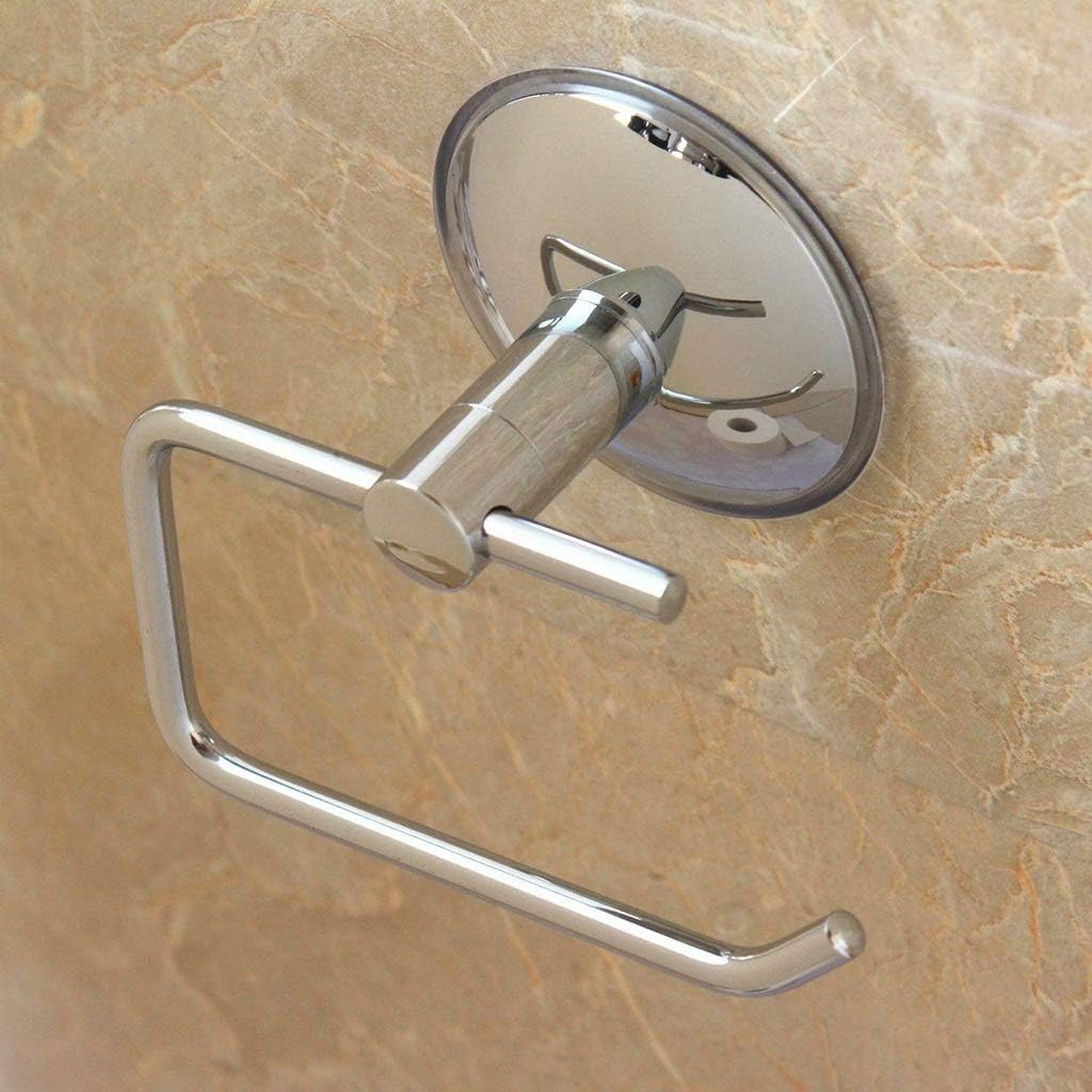 Suction Cup Paper Towel Holder Chrome Plated Stainless Steel Bar for Bathroom Kitchen