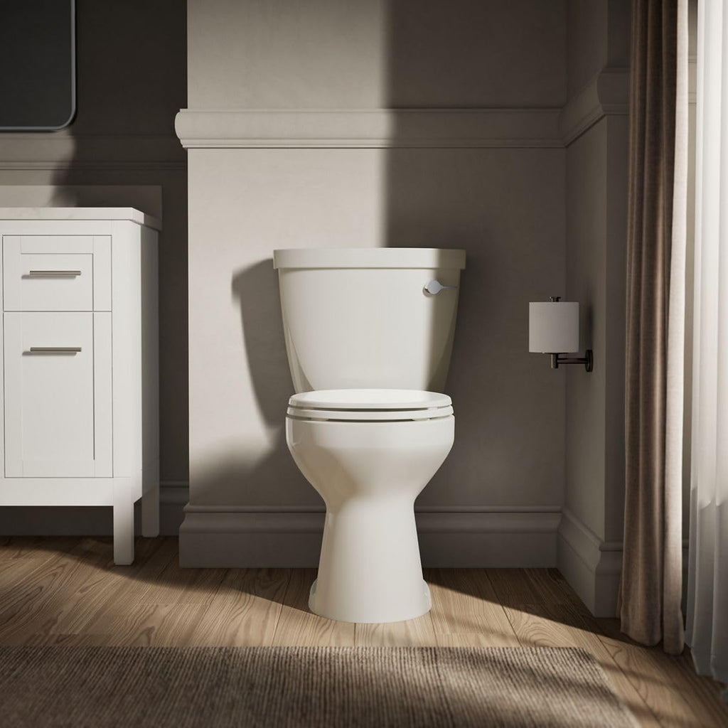 KOHLER Cimarron Comfort Height 2-piece 1.28 GPF Single Flush Round-Front Toilet in Biscuit, Seat Not Included