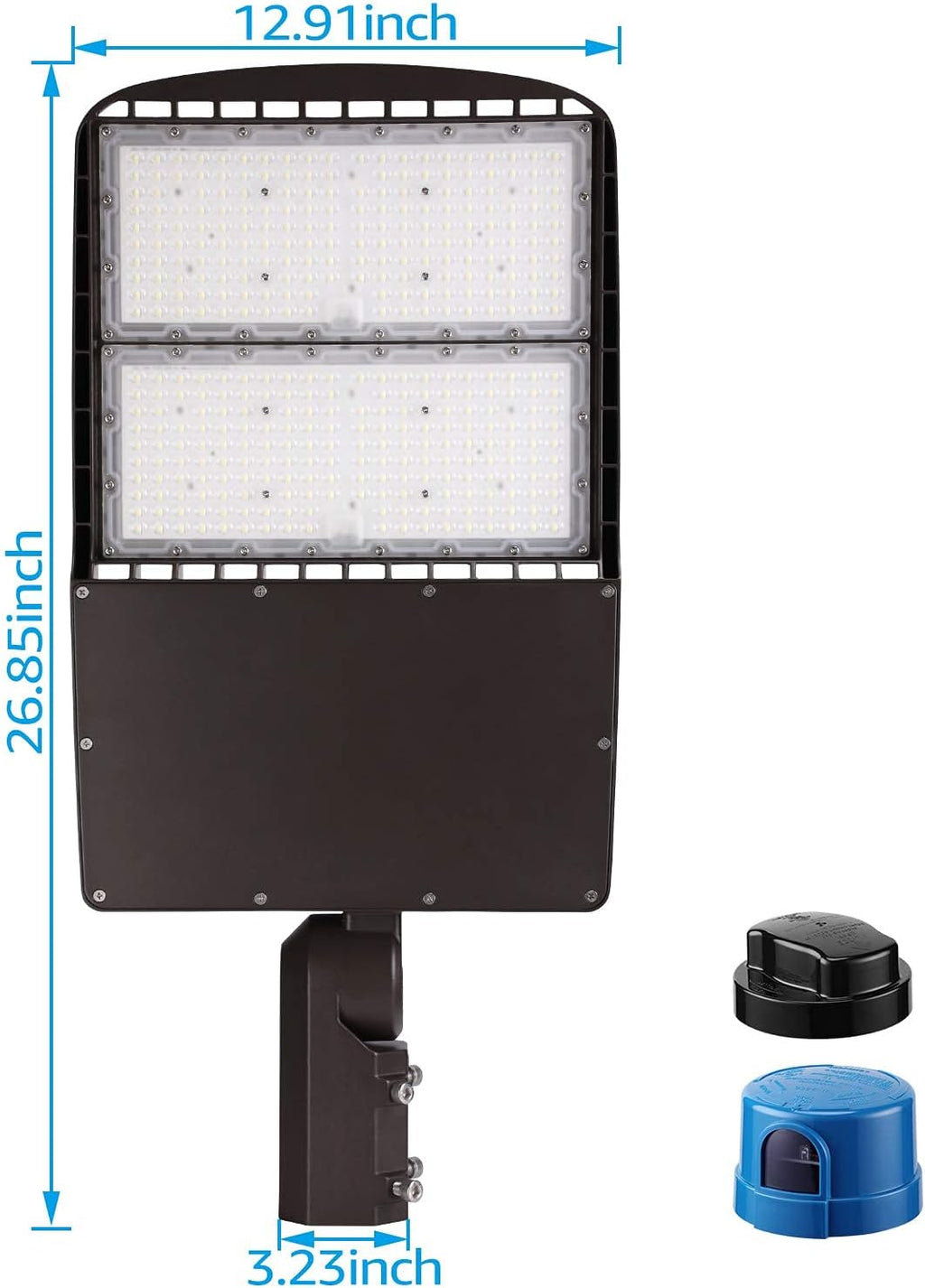 LEONLITE 300W LED Parking Lot Light, 1-10V Dimmable, Adjustable Arm Mount, 42,000lm UL & DLC Listed, Shoebox Pole Light with Photocell, 100-277V, Commercial Street Lighting, IP65, 5000K Daylight