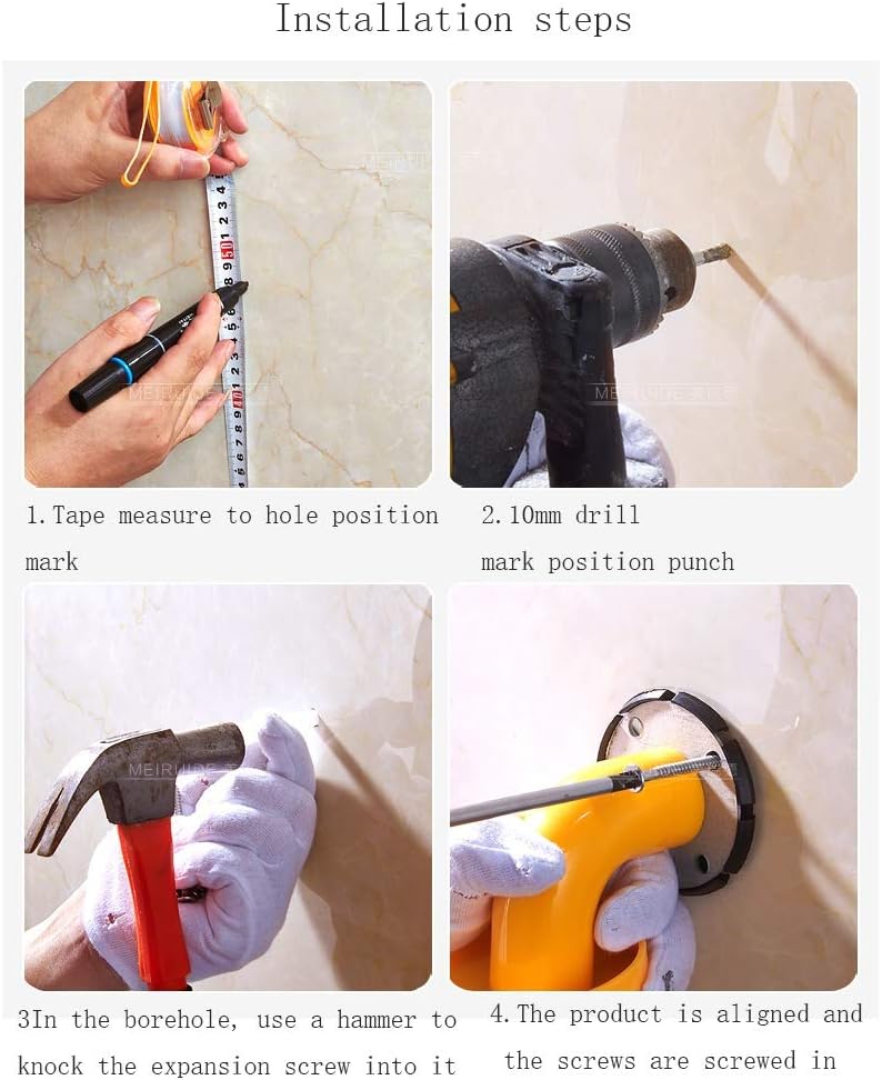 Grab Bars Handle Safety Support Hand Rails, Wall Mount L-Shape Grab Bars for Bathroom,Towel Rack ,Bathroom Chrome Stainless Steel Antislip Grab Rails,Support Handle Shower Safety Anti-Slip Handle, Lef