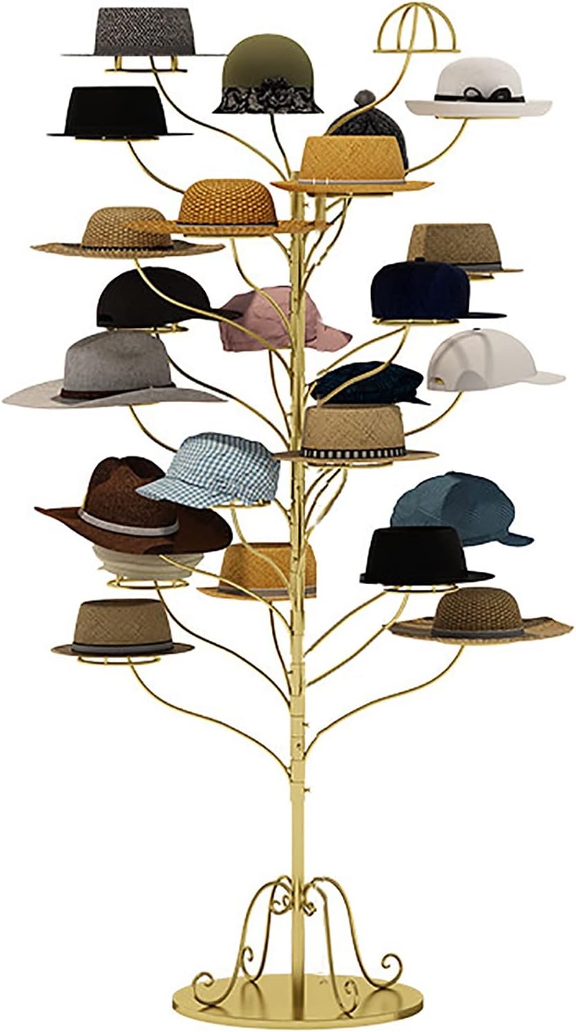Hat Display Stand Large Capacity Standing Hat Rack Organizer Holder for Cowboy Hats/Baseball Caps/Wigs, Modern Muti-Tier Hats Tree Stand, Home Store