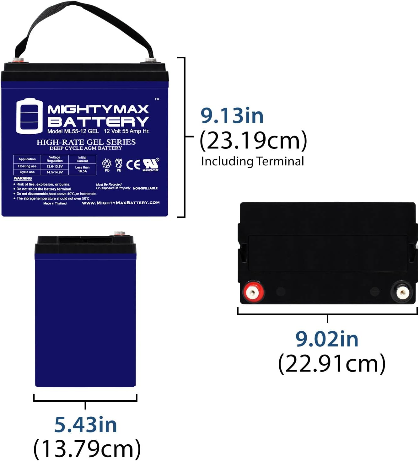 Mighty Max Battery 12V 55AH GEL Scooter Wheelchair Mobility Deep Cycle Battery - 2 Pack