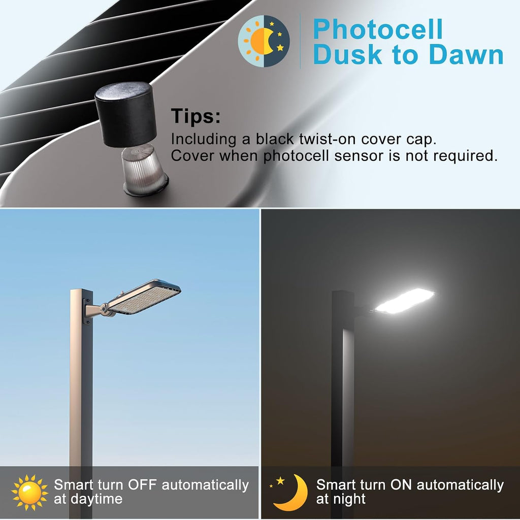 240W(240x1W LED) Parking Lot LED Lights 60000Lm(250Lm/W) LED Pole Lights Outdoor 5000K IP65 Dusk to Dawn Outdoor Parking Lot Litghts Commercial Pole Mount for Parking Lot,Yard,Driveway,Stadium-4Pack