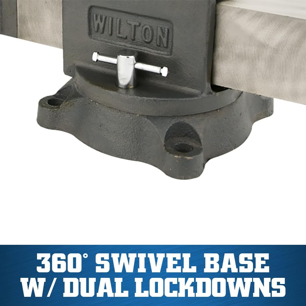 Wilton Shop Bench Vise, 8' Jaw Width, 8' Max Jaw Opening, 4' Throat (Model WS8), gray