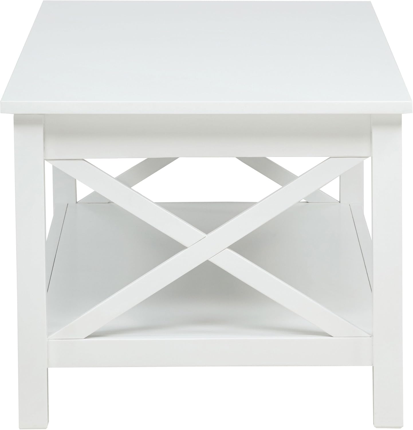 Coaster Home Furnishings - Skyview - Wood - Rectangular Coffee Table with Lift-Top Design, Hidden Storage, Cross-Frame Base and Lower Shelf - Living Room - White - 722088