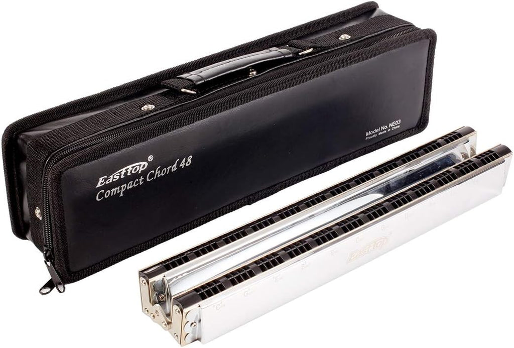 East top 48 Group Chord Harmonica Key of C with Case, Upgrade Chord Mouth Organ Harmonica For Adults, Professional Band Player and Students