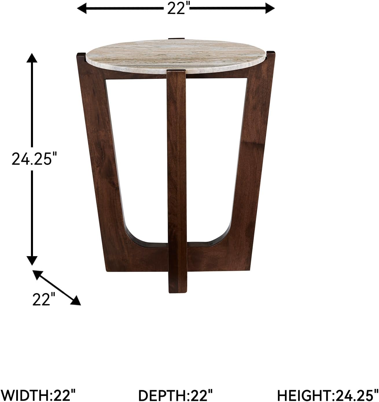 Signature Design by Ashley Tanidore Casual Marble Tabletop End Table with Cross Legs, Light Brown & Dark Brown