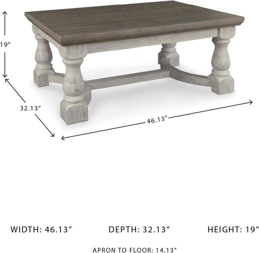 Signature Design by Ashley Havalance Farmhouse Rectangular Coffee Table, Gray & White with Weathered Finish
