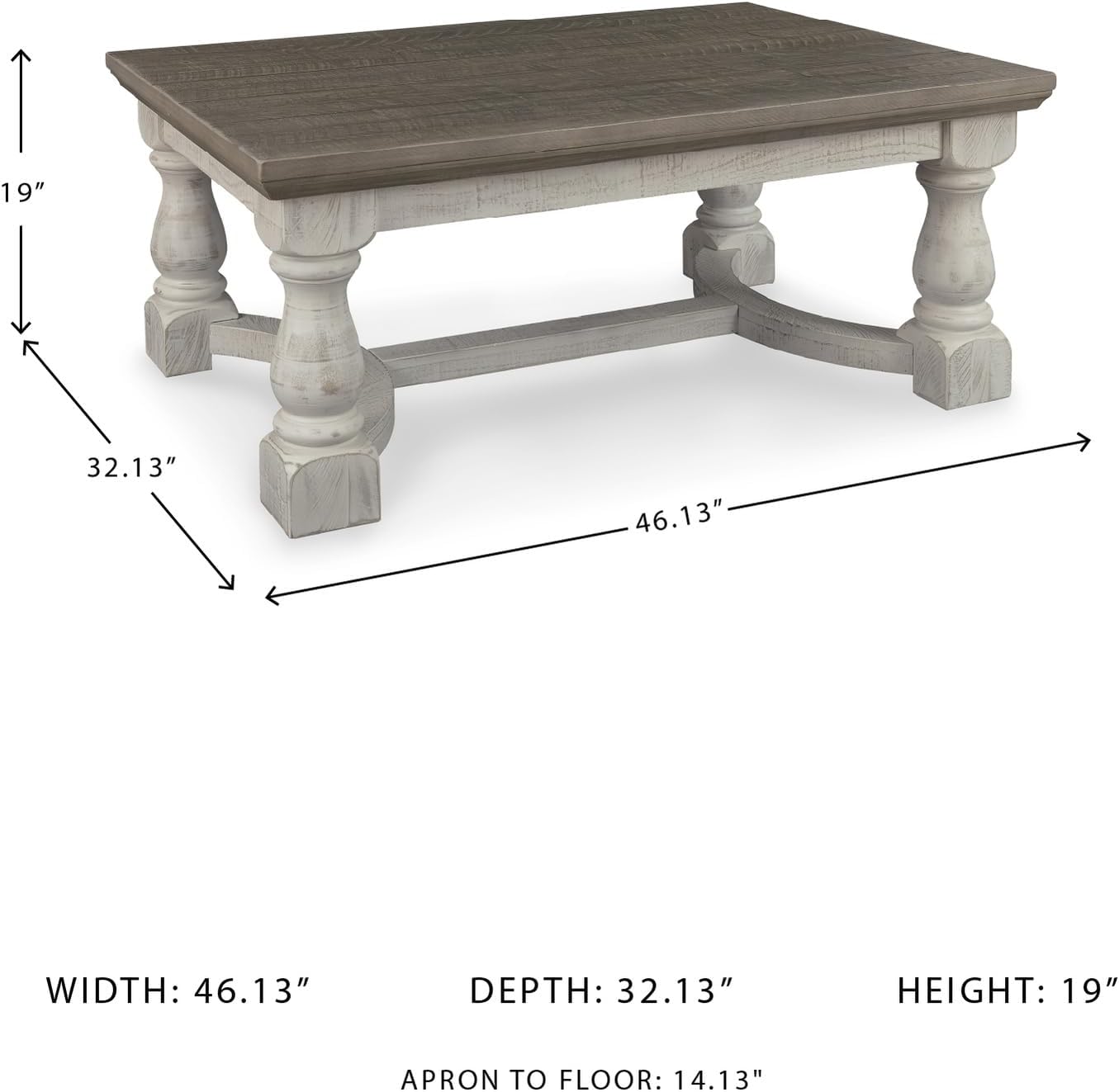 Signature Design by Ashley Havalance Farmhouse Rectangular Coffee Table, Gray & White with Weathered Finish