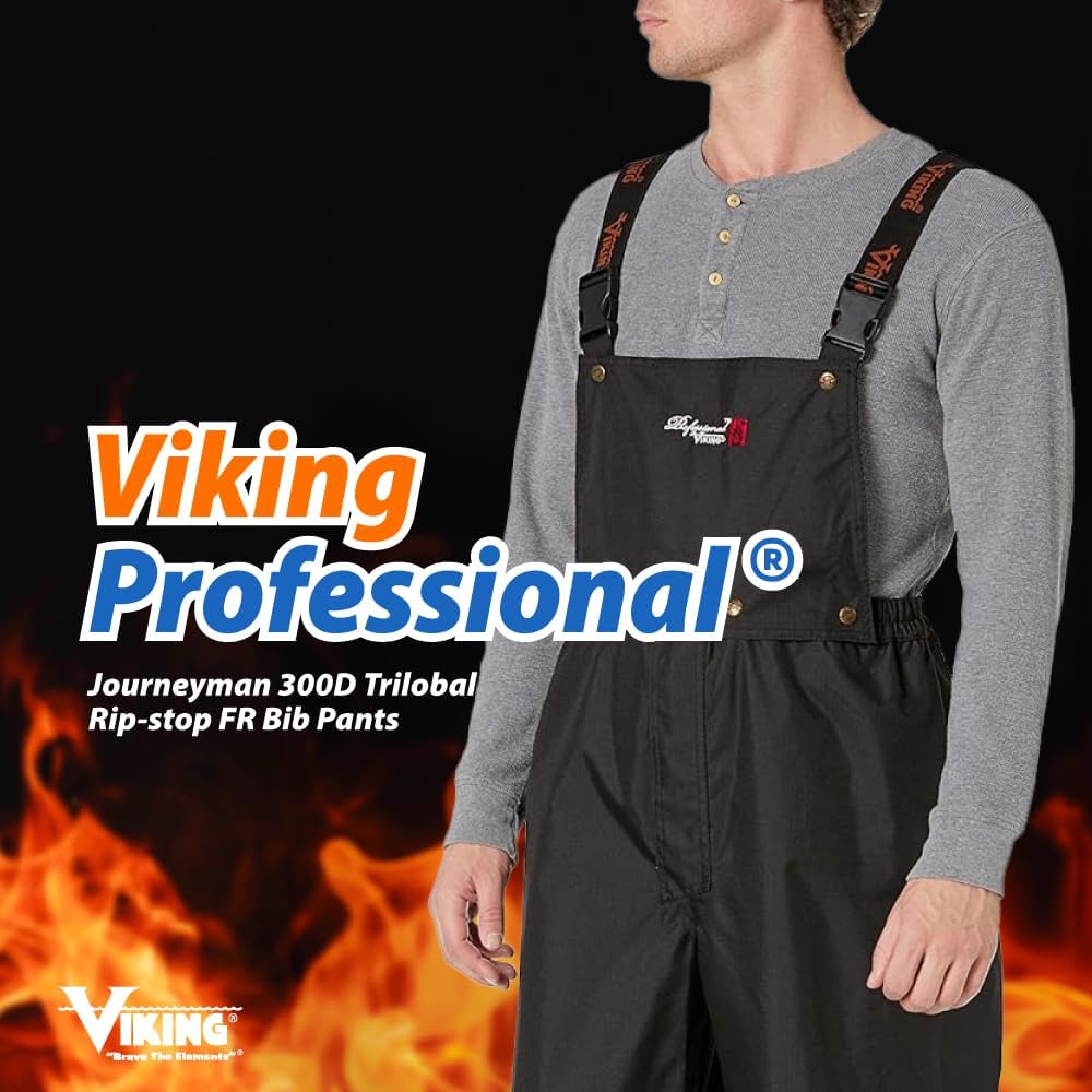 Viking Professional Journeyman 300D Trilobal Rip-Stop Fire Resistant Bib Overalls - FR Pants for Men
