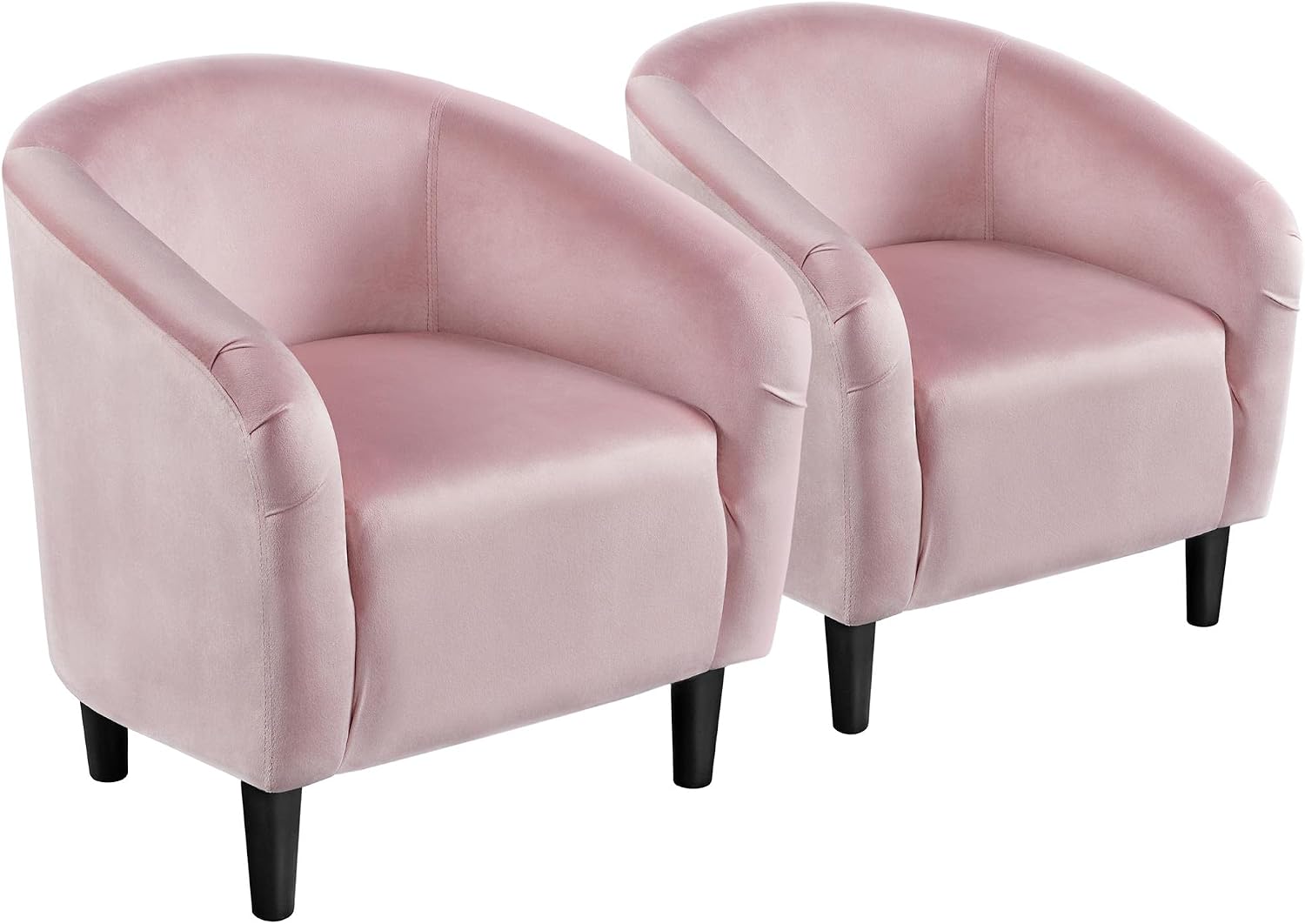Yaheetech Barrel Chairs, Furry Accent Chairs with Soft Padded Armrest for Living Room Bedroom Waiting Room Office, Set of 2, Pink