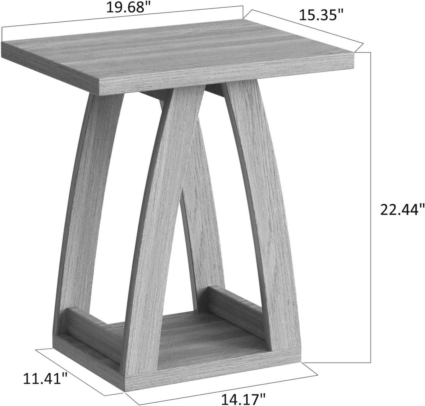 FROMJBEST End Tables Living Room, Side Table Beside Sofa, Nightstand for Bedroom, Couch Side Table with Shelf, Modern End Table for Living Room, Grey End Table Set of 2