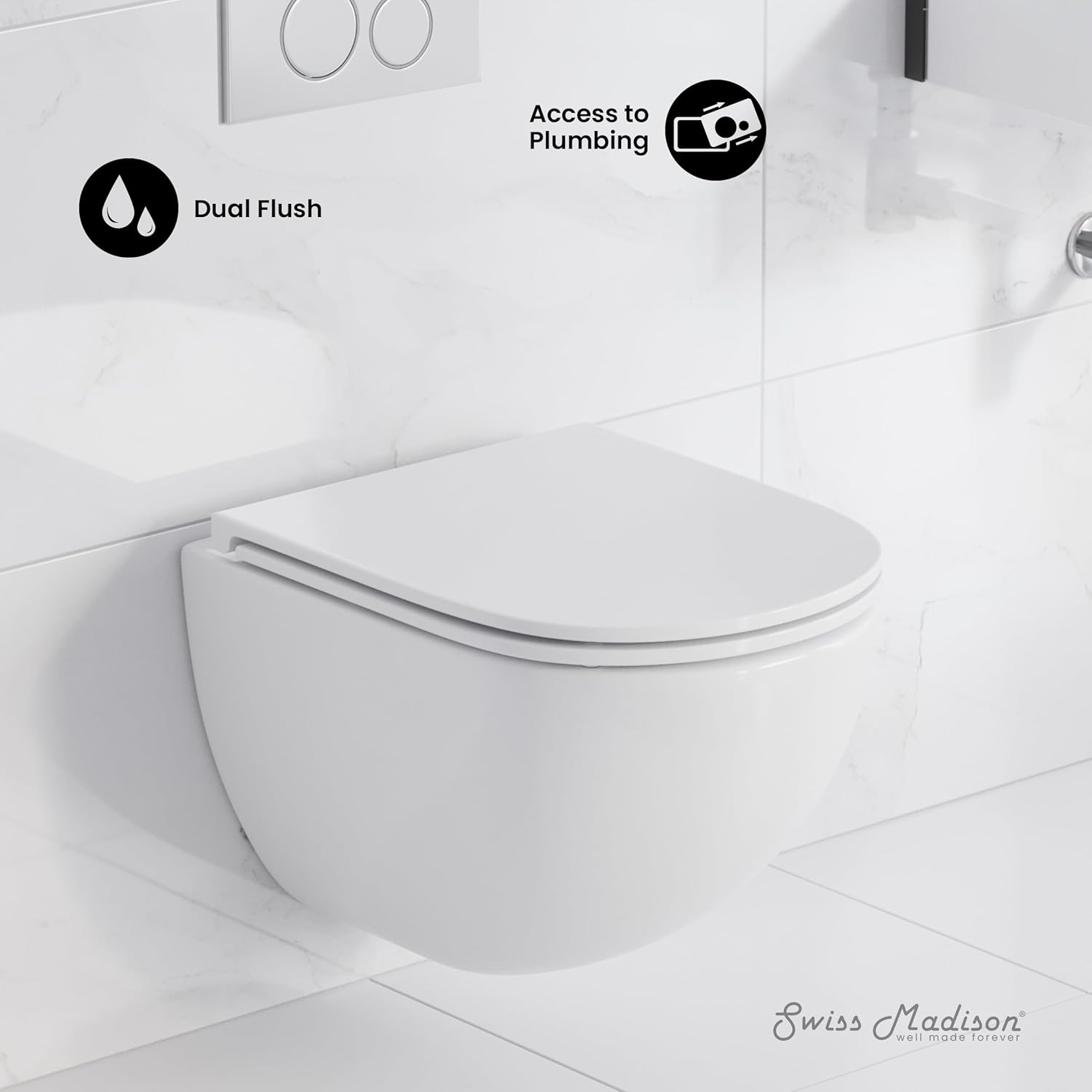 St. Tropez Wall Hung Toilet Bundle, Glossy White
