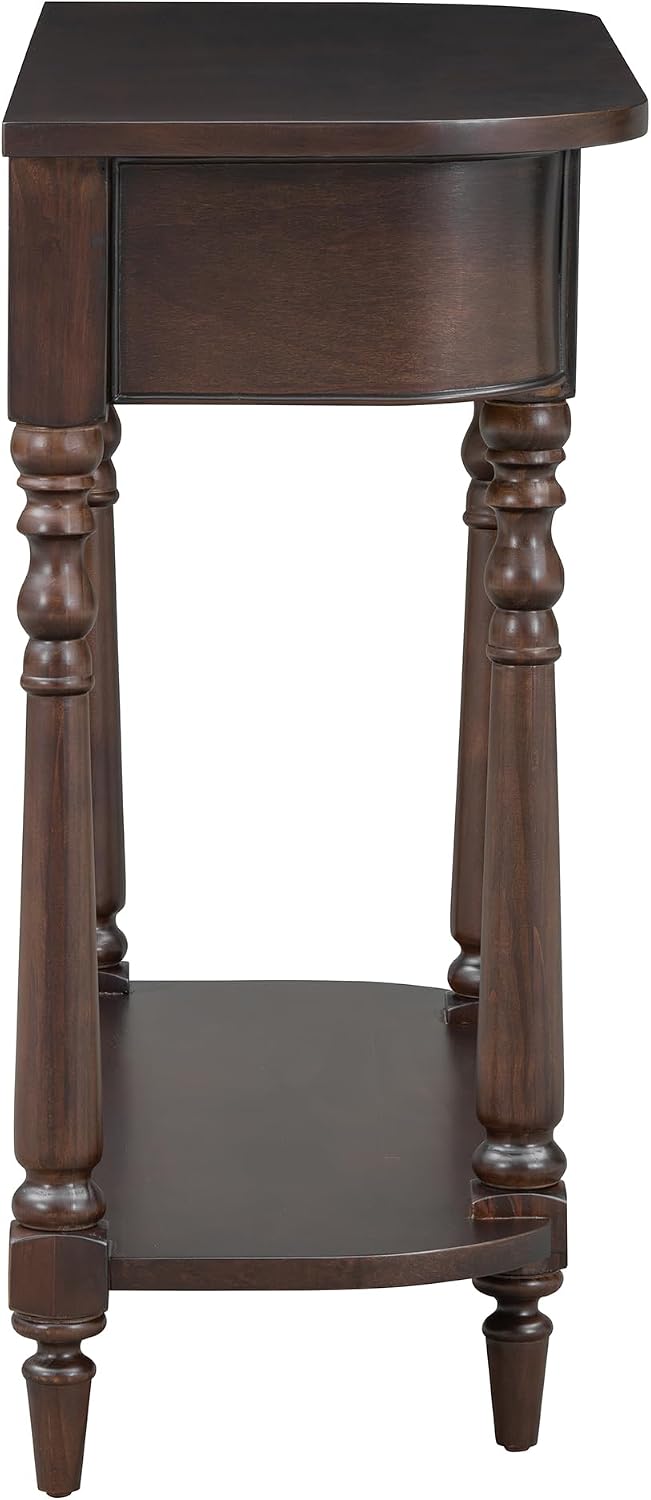 LUMISOL Solid Wood Entryway Table with Drawer and Open Shelf, for Living Room, Espresso