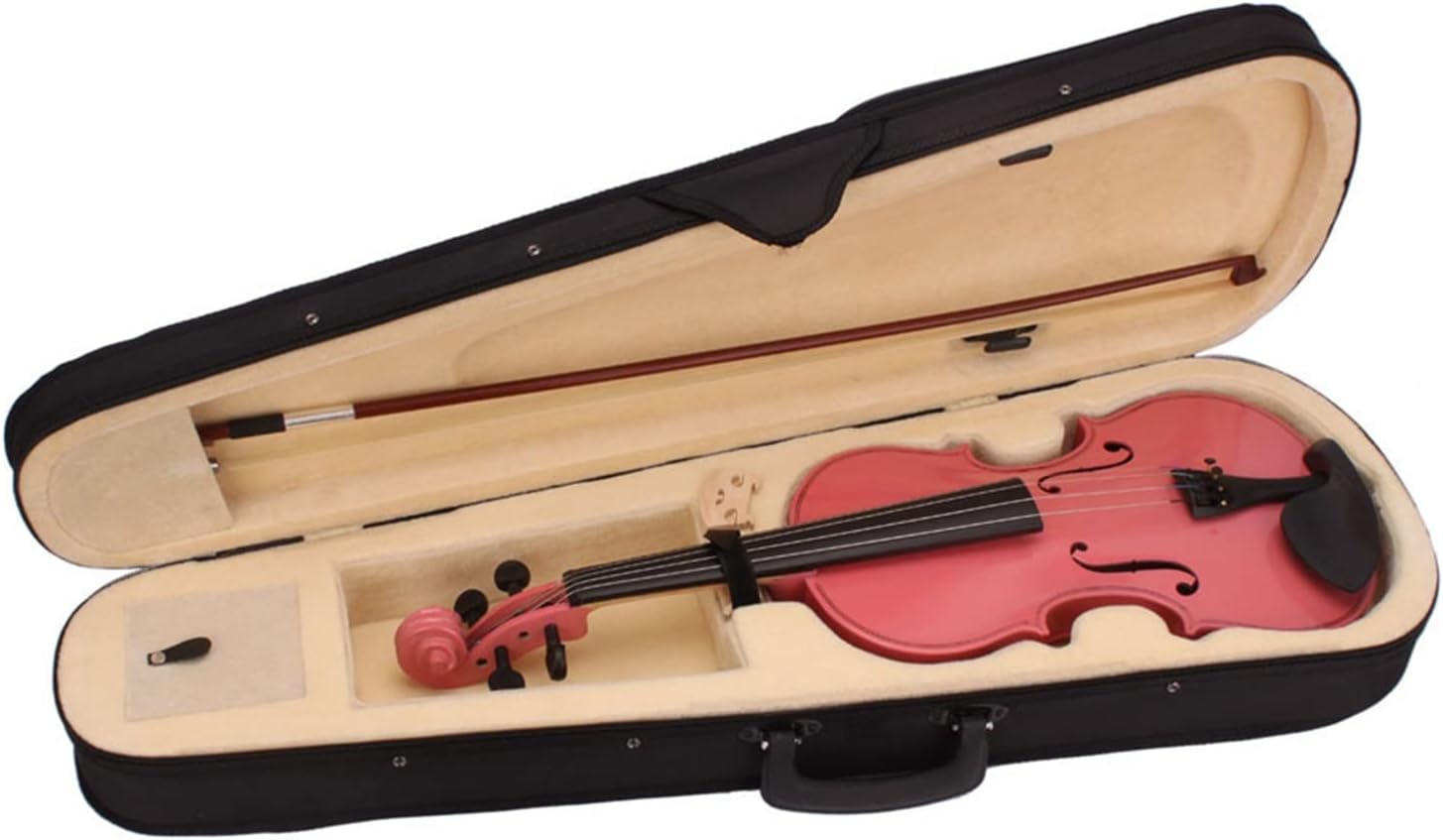 TSTS 4/4 Full Size Acoustic Violin Fiddle Black with Case Bow Basswood Wood Stringed Musical Instruments Adults Violins (Color : 01)