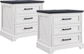 JXQTLINGMU Farmhouse End Tables Living Room Set of 2, Off White