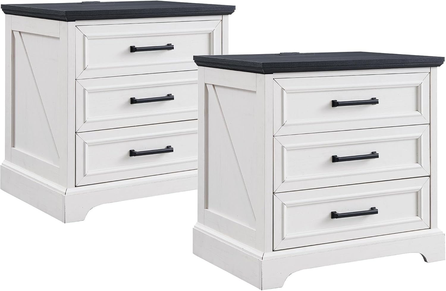 JXQTLINGMU Farmhouse End Tables Living Room Set of 2, Off White