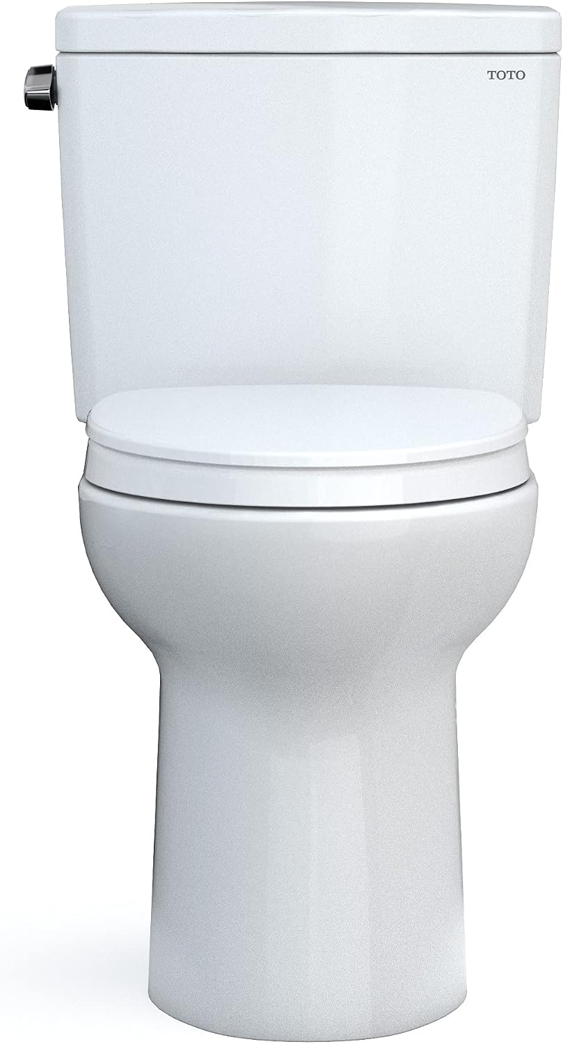 TOTO Drake Two-Piece Elongated 1.6 GPF Universal Height TORNADO FLUSH Toilet with 10 Inch Rough-In, CEFIONTECT, and SoftClose Seat, WASHLET+ Ready, Cotton White - MS776124CSFG.10#01