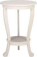 SAFAVIEH Furniture - Mary Pedestal Table - Ivory - Solid Wood - Farmhouse Pedestal Design - Ideal for Living Room, Entryway, Home Office, 18.1' W x 18.1' D x 26' H (AMH5711J)