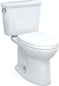 TOTO Drake Transitional Two-Piece Elongated 1.28 GPF Universal Height TORNADO FLUSH Toilet with 10 Inch Rough-In, CEFIONTECT, and SoftClose Seat, WASHLET+ Ready, Cotton White - MS786124CEFG.10#01