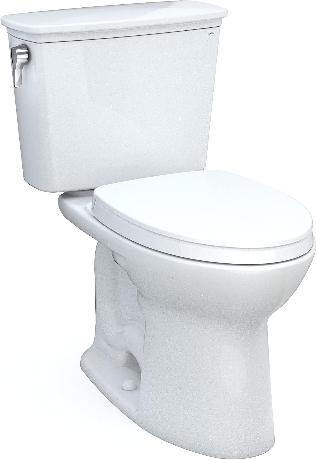 TOTO Drake Transitional Two-Piece Elongated 1.28 GPF Universal Height TORNADO FLUSH Toilet with 10 Inch Rough-In, CEFIONTECT, and SoftClose Seat, WASHLET+ Ready, Cotton White - MS786124CEFG.10#01