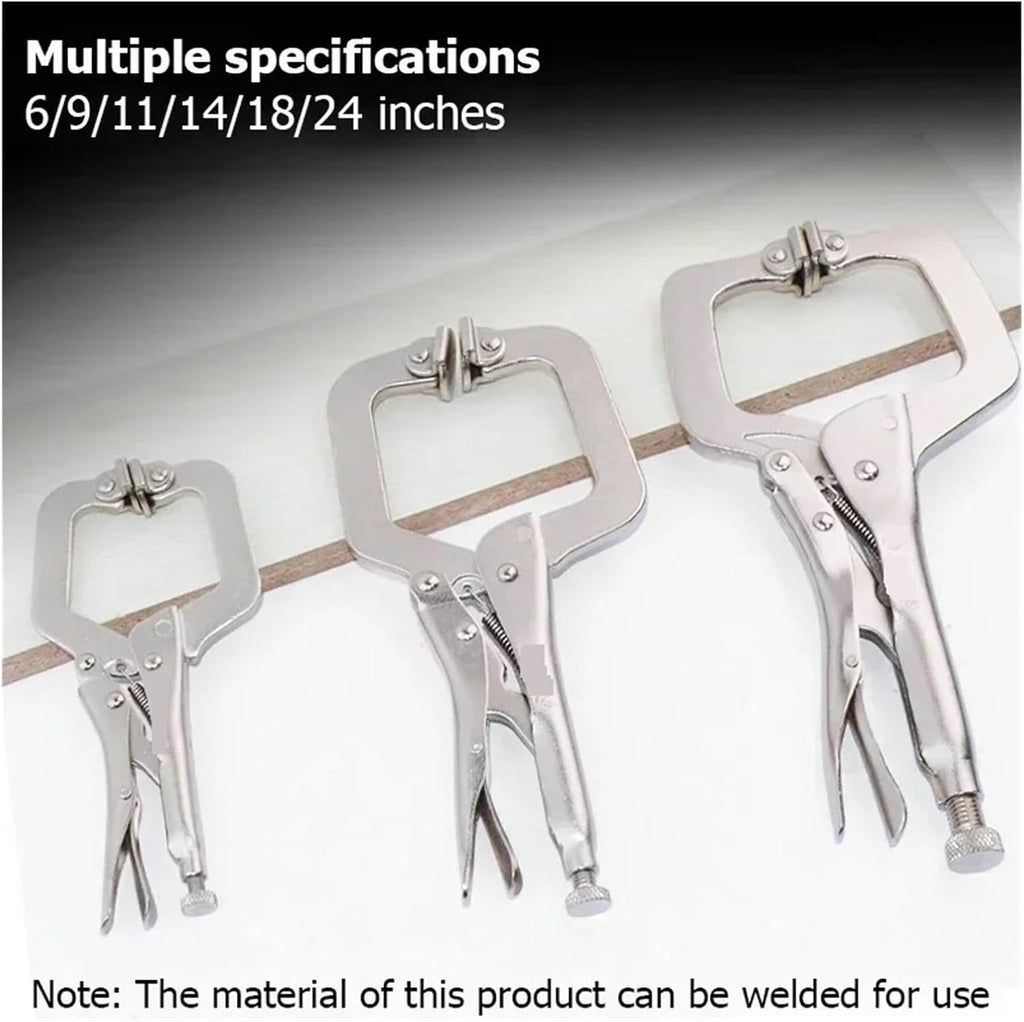 Locking Welding Pliers 1pc 6-24 in Heavy-Duty Locking C-Clamp Pliers Adjustable Welding Clamp Clip Regular Tips Welding Fixing Hand Tool(24 in 600mm)